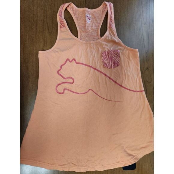 Puma MEDIUM Women’s raserback Top Peach Color with Puma logo and smaĺl pocket - Picture 1 of 7
